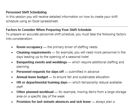 02. Personnel Shift Roster Programme — Excel Shift Planning Tool for Housekeeping Managers