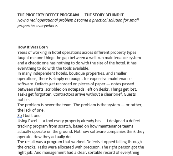 26. Property Defect Program for Small Properties