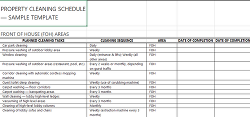 Hotel daily cleaning schedule template screenshot — step by step guide 