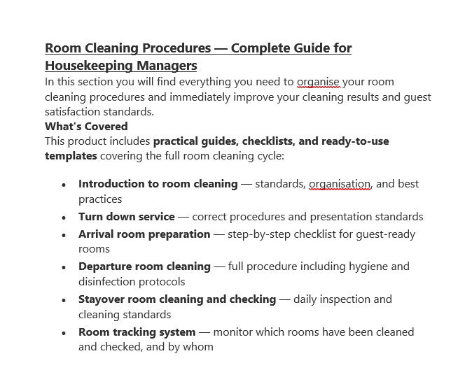 08. Room Cleaning Procedures – Complete Toolkit for Housekeeping Managers