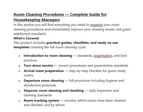 08. Room Cleaning Procedures – Complete Toolkit for Housekeeping Managers