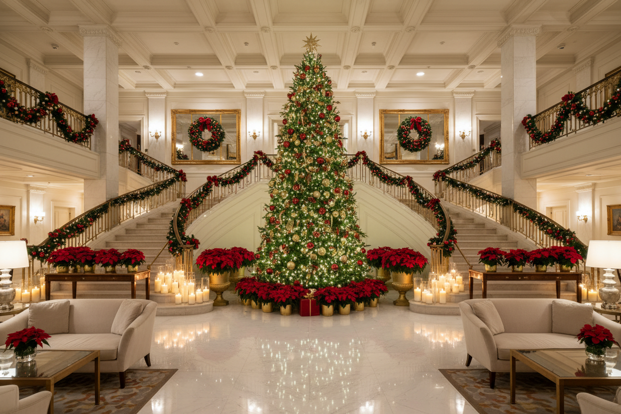 Luxury Christmas Hotel Lobby